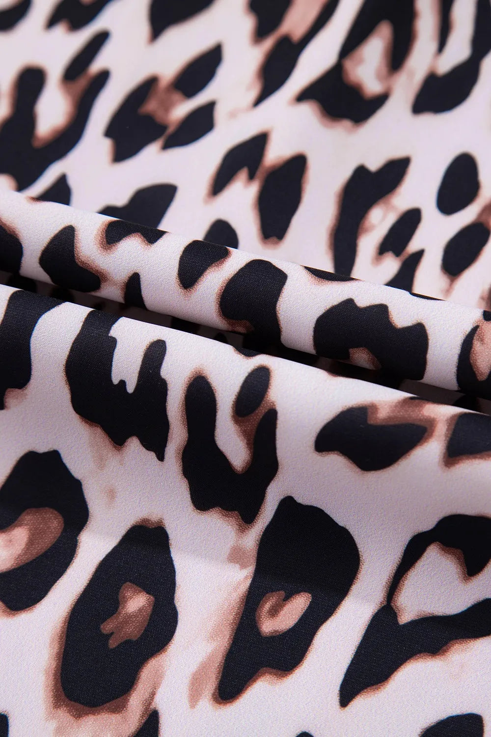 Leopard Tied Front Keyhole Puff Short Sleeve Mini Dress