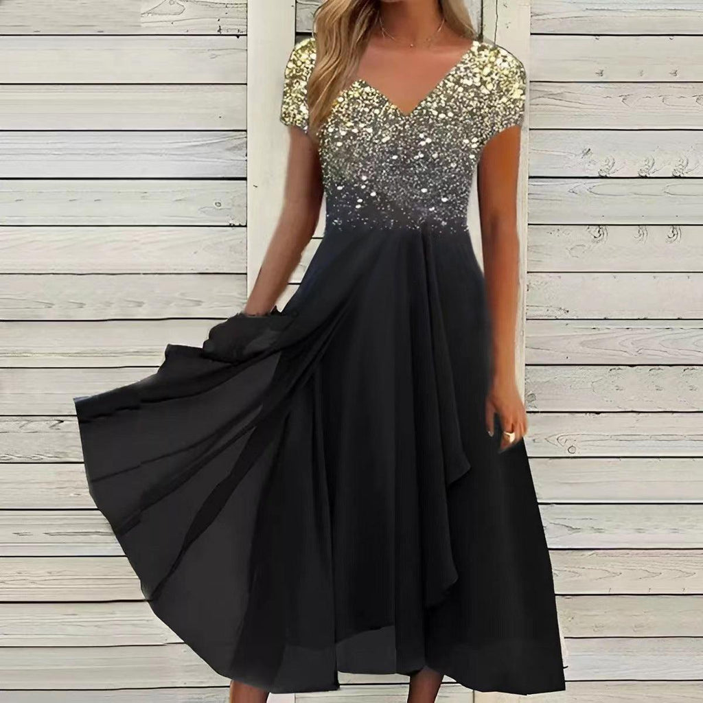 Serene Blooms Chiffon Patchwork Dress | Elegant Floral Dress for Summer