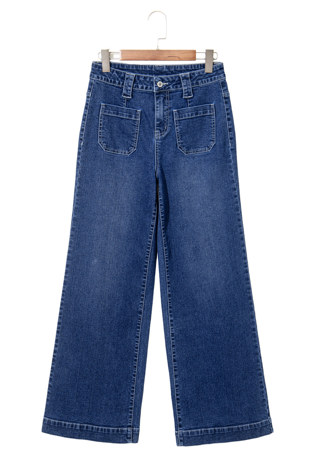 Sail Blue Wide Leg Pocketed High Waist Women's Jeans