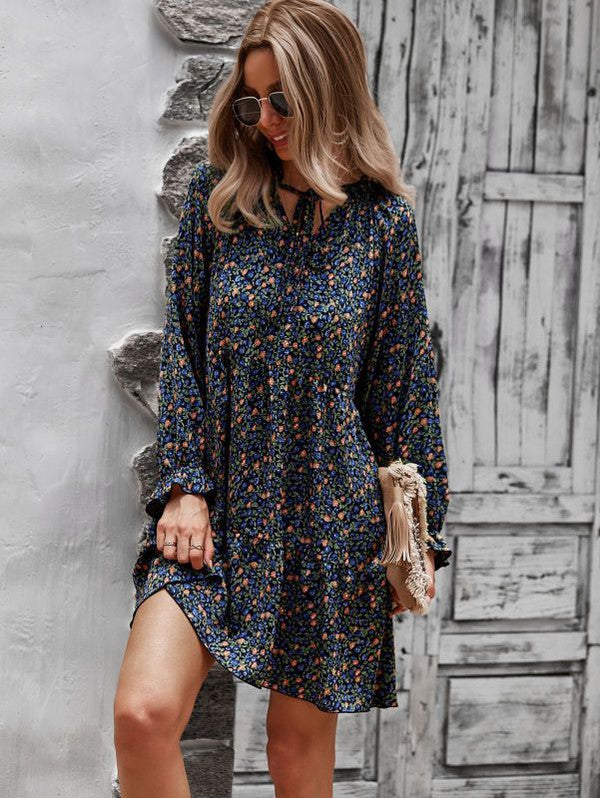 Long sleeve floral printed dress