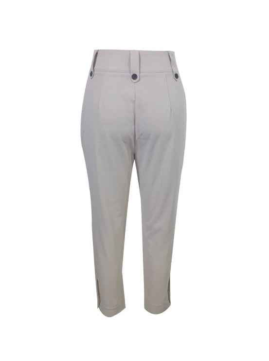 Women's Casual Pants Button Detail Non Elastic Belt Solid Color Four Season Fashion