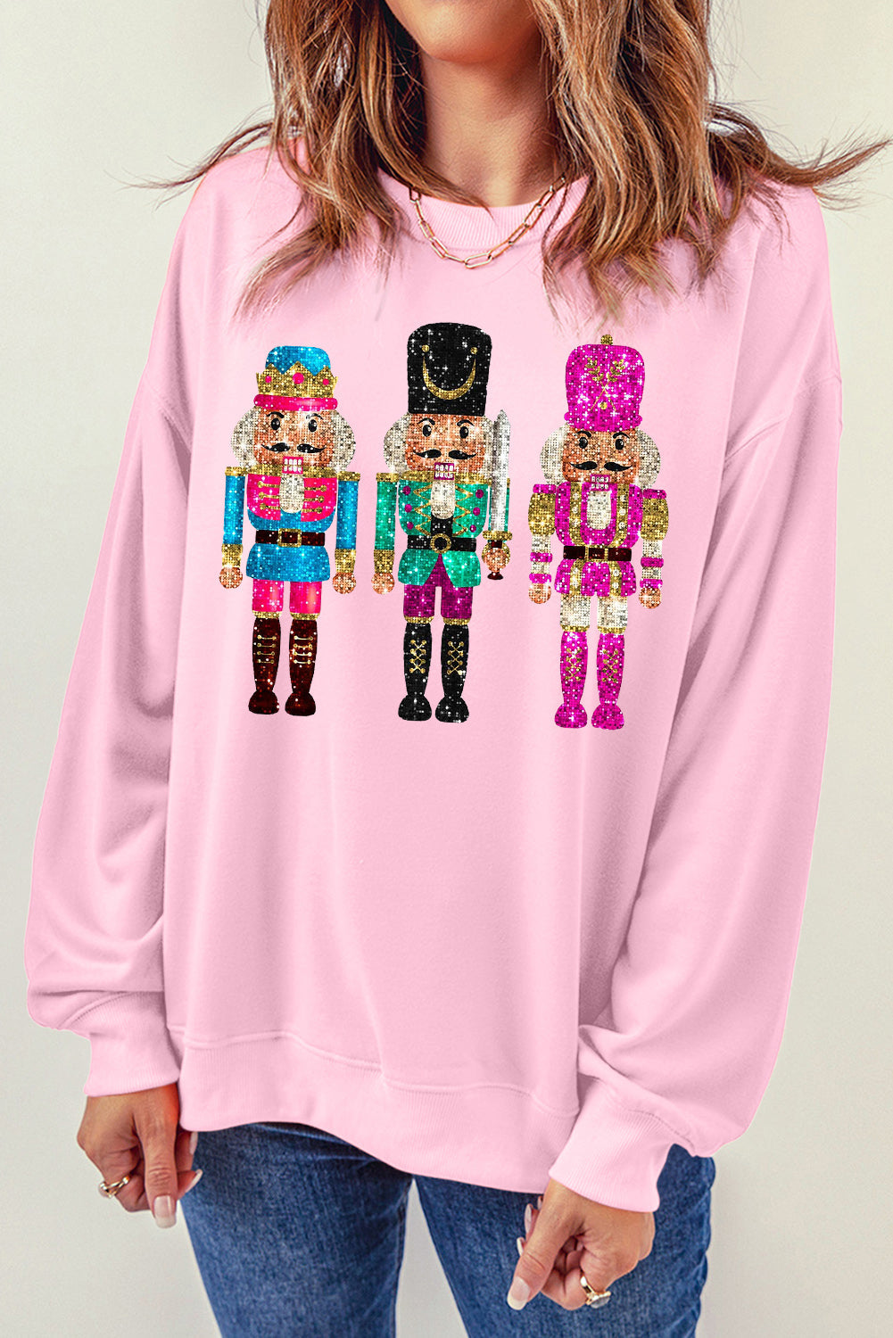 ZFH Christmas Nutcracker Drop Shoulder Sweatshirt