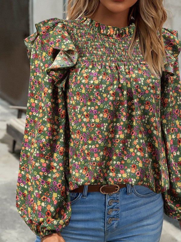 Long sleeve floral blouse