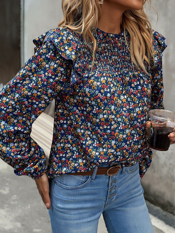 Long sleeve floral blouse