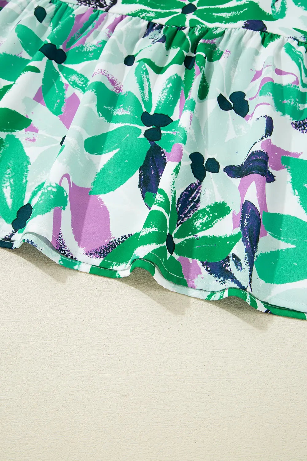 Floral Print Shirred Square Neck Loose Fit Mini Dress