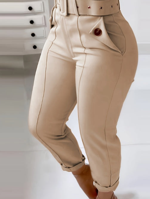 Women's Fashionable Casual Pants in Solid Colors