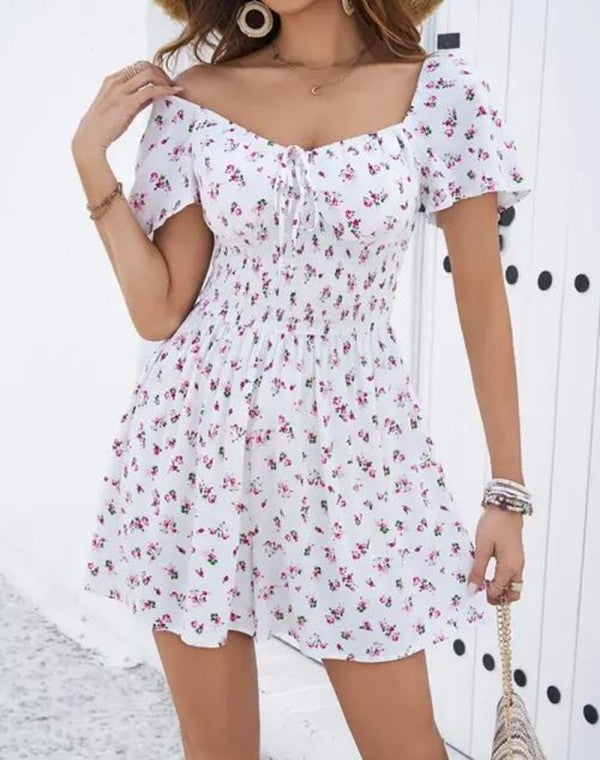 Off-Shoulder Ditsy Floral Dress 