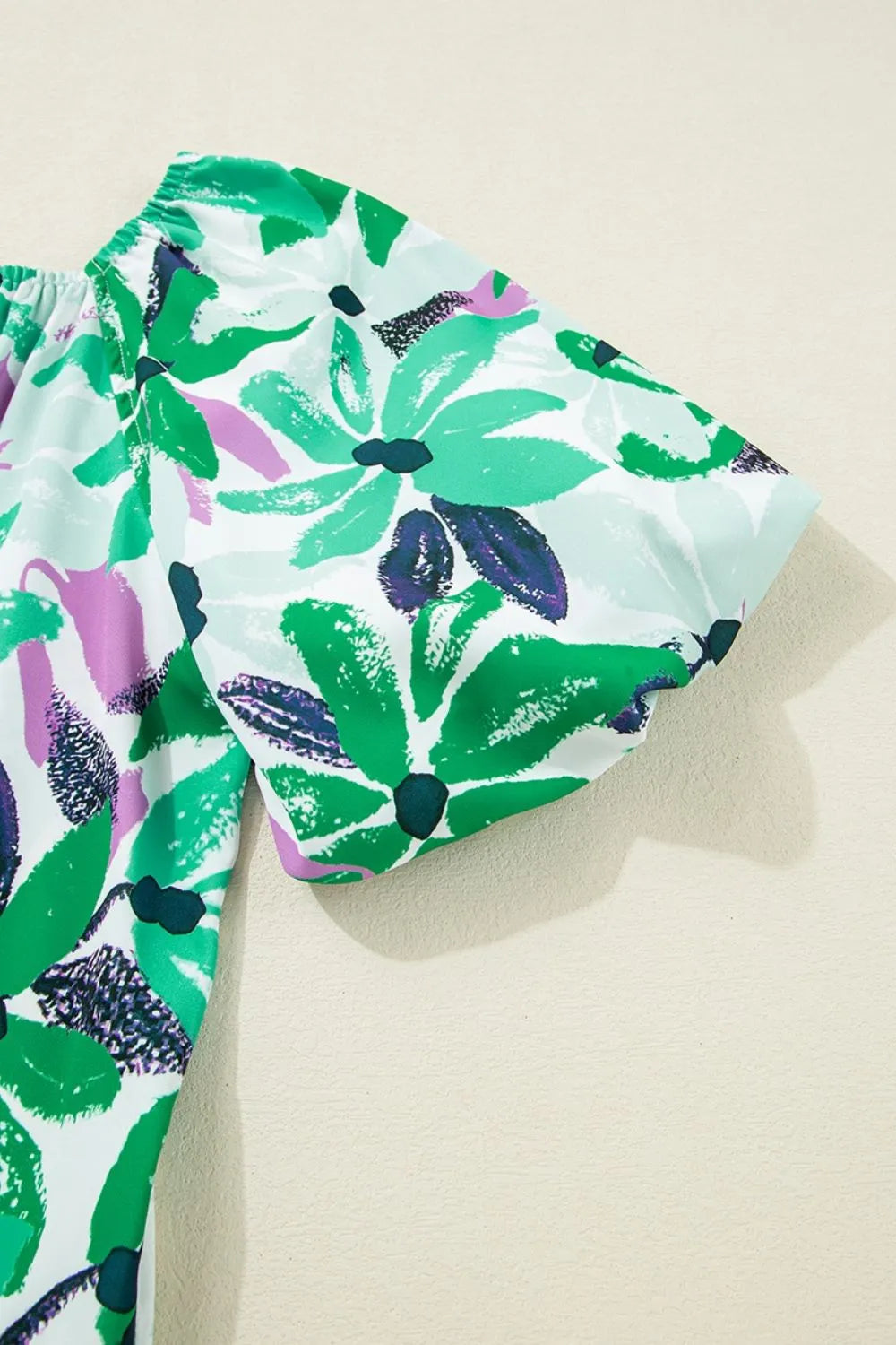 Floral Print Shirred Square Neck Loose Fit Mini Dress