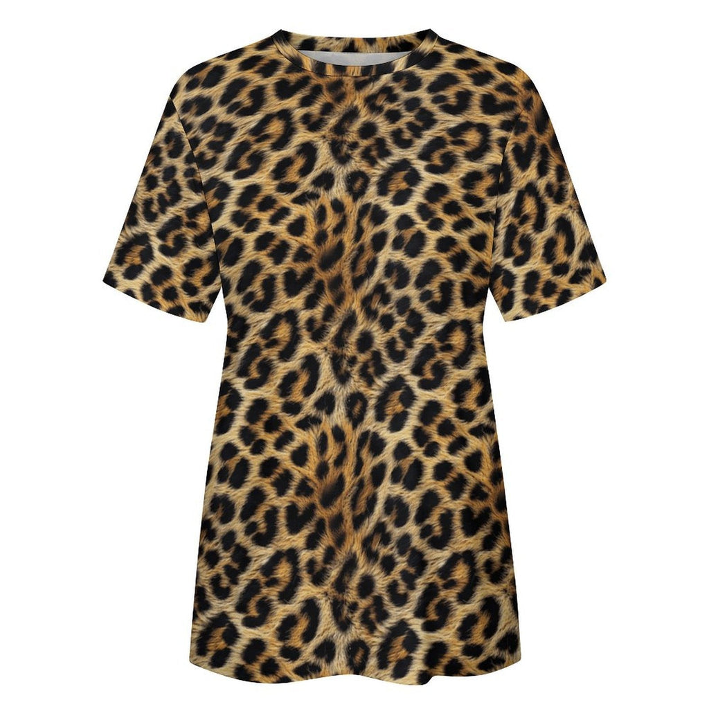 Baha Ranch Retro Pop Western Leopard Print Cotton T Shirt
