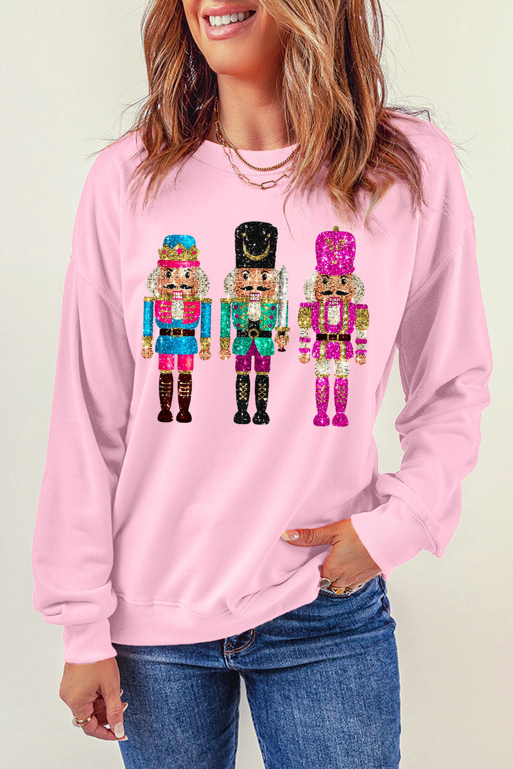 ZFH Christmas Nutcracker Drop Shoulder Sweatshirt