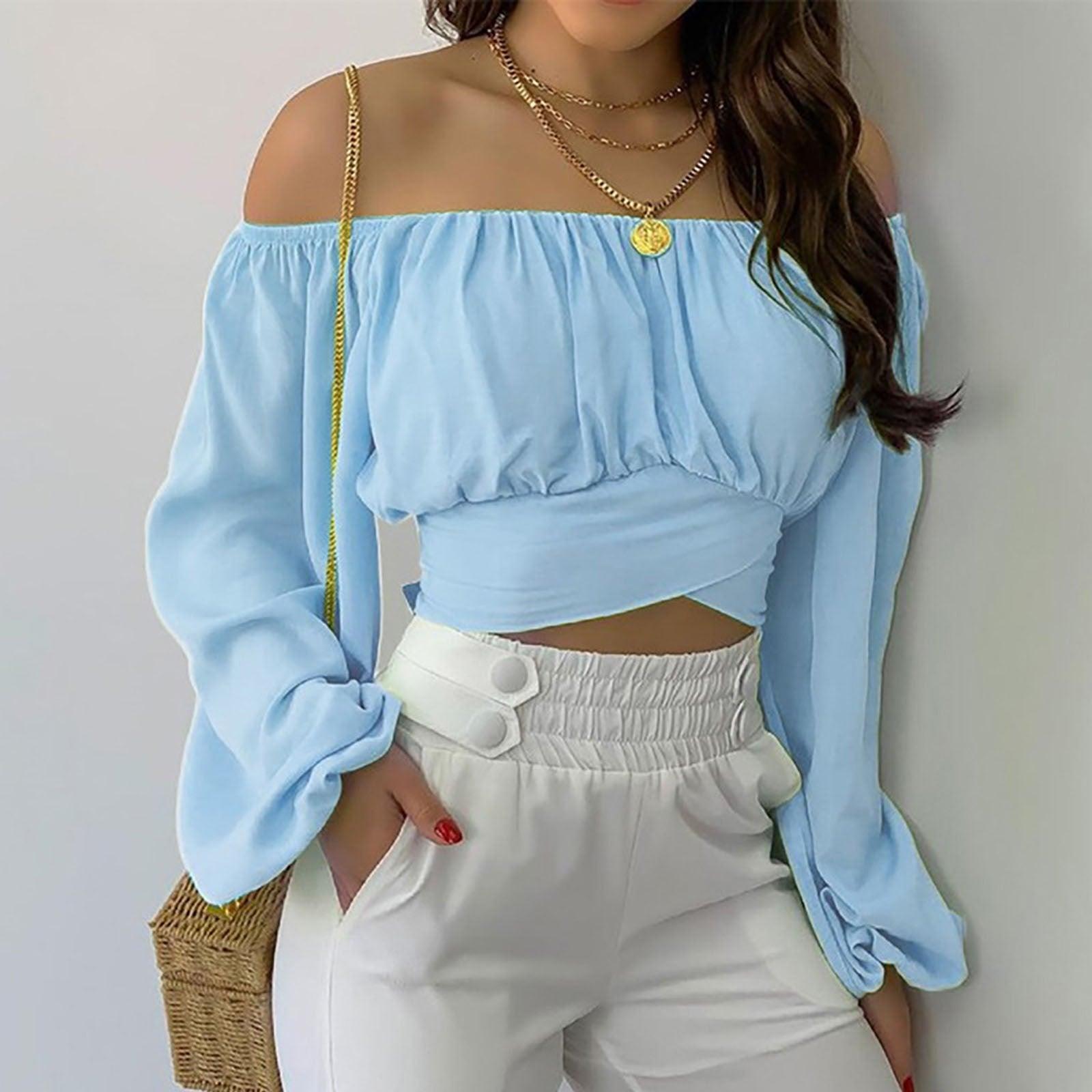 Off Shoulder Cross Tie Long Sleeve Top | Sexy & Trendy Cowgirl Look