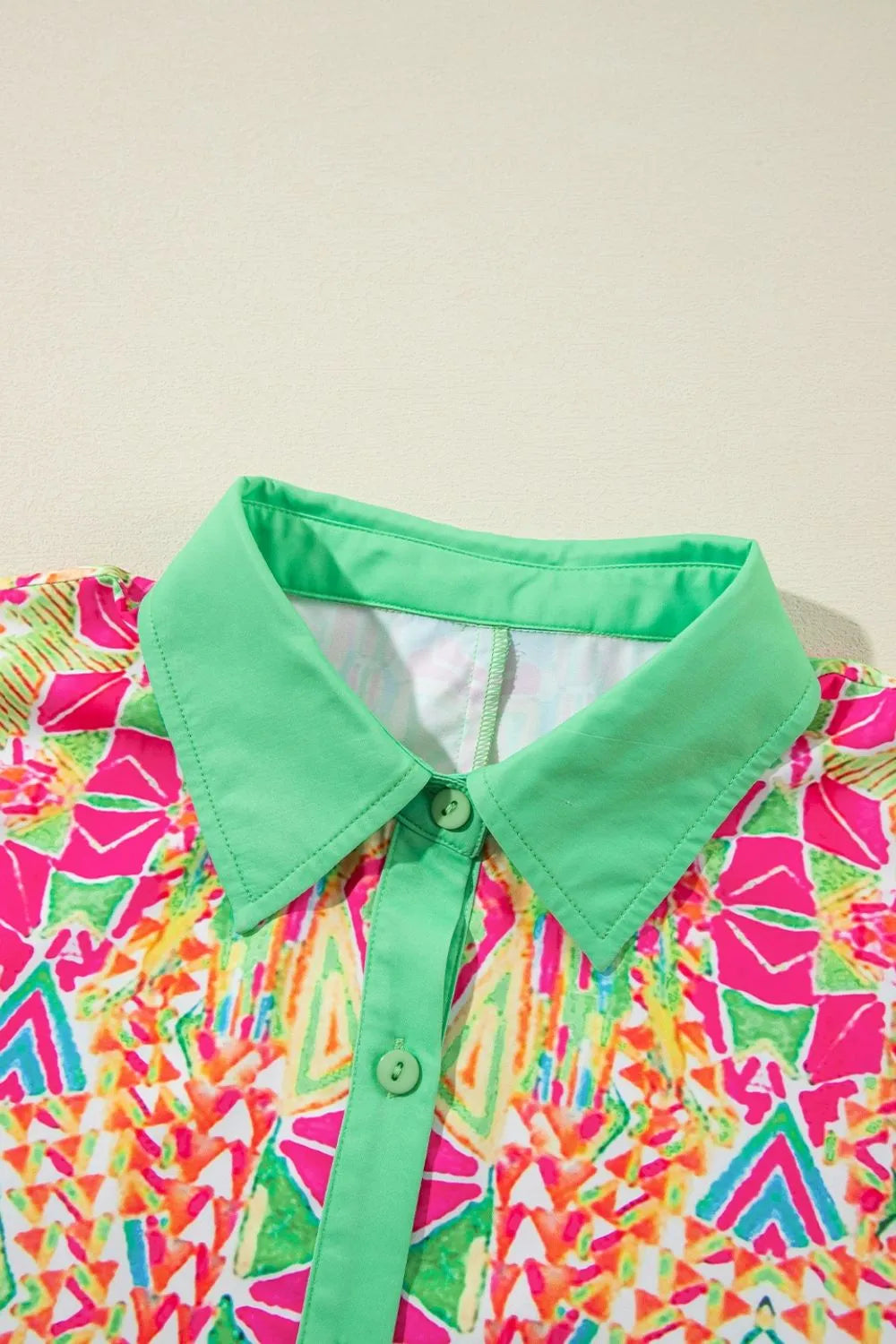 Printed Button Down Short Sleeve Dress