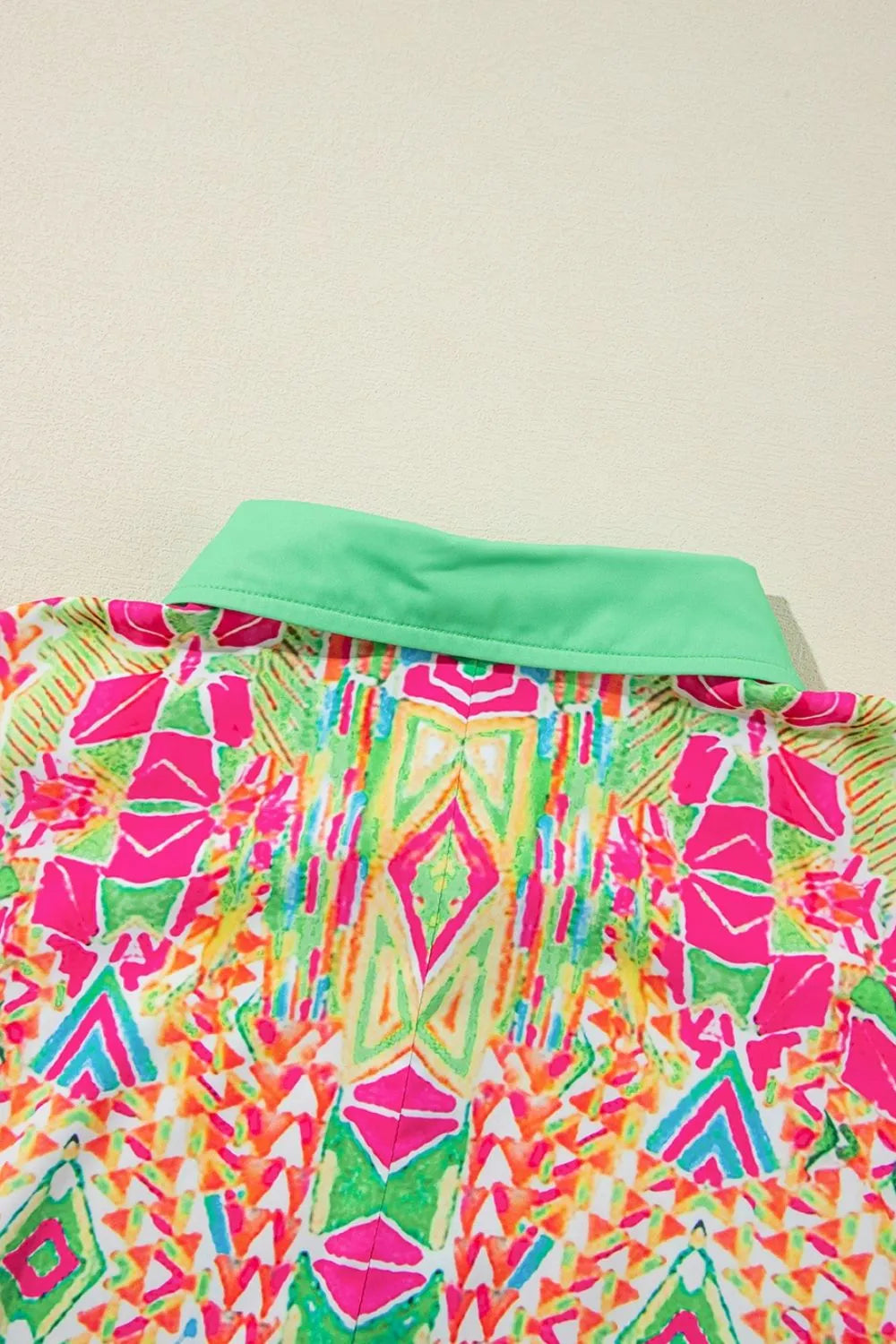 Printed Button Down Short Sleeve Dress