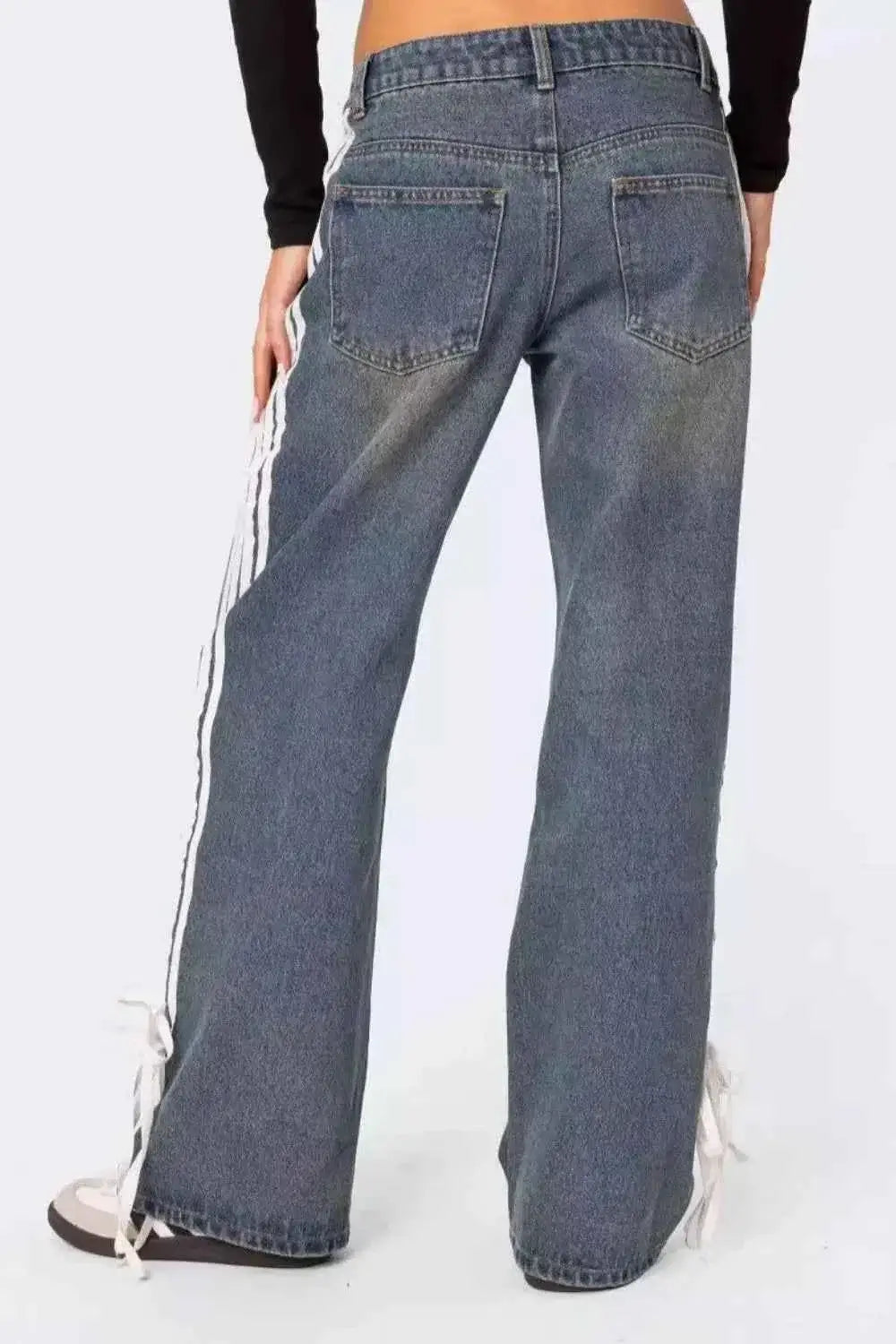 Side Striped Jeans for a Loose Fit Look