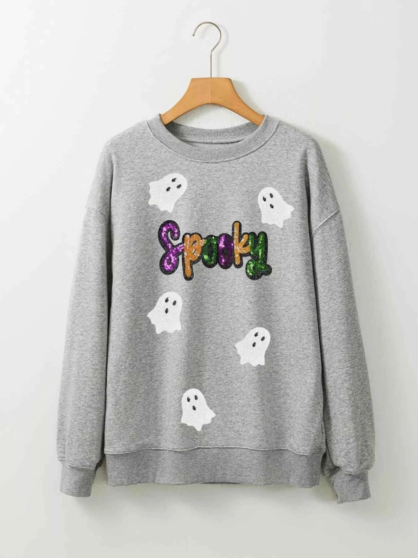 Halloween Spooky Ghost Sequin Sweatshirt