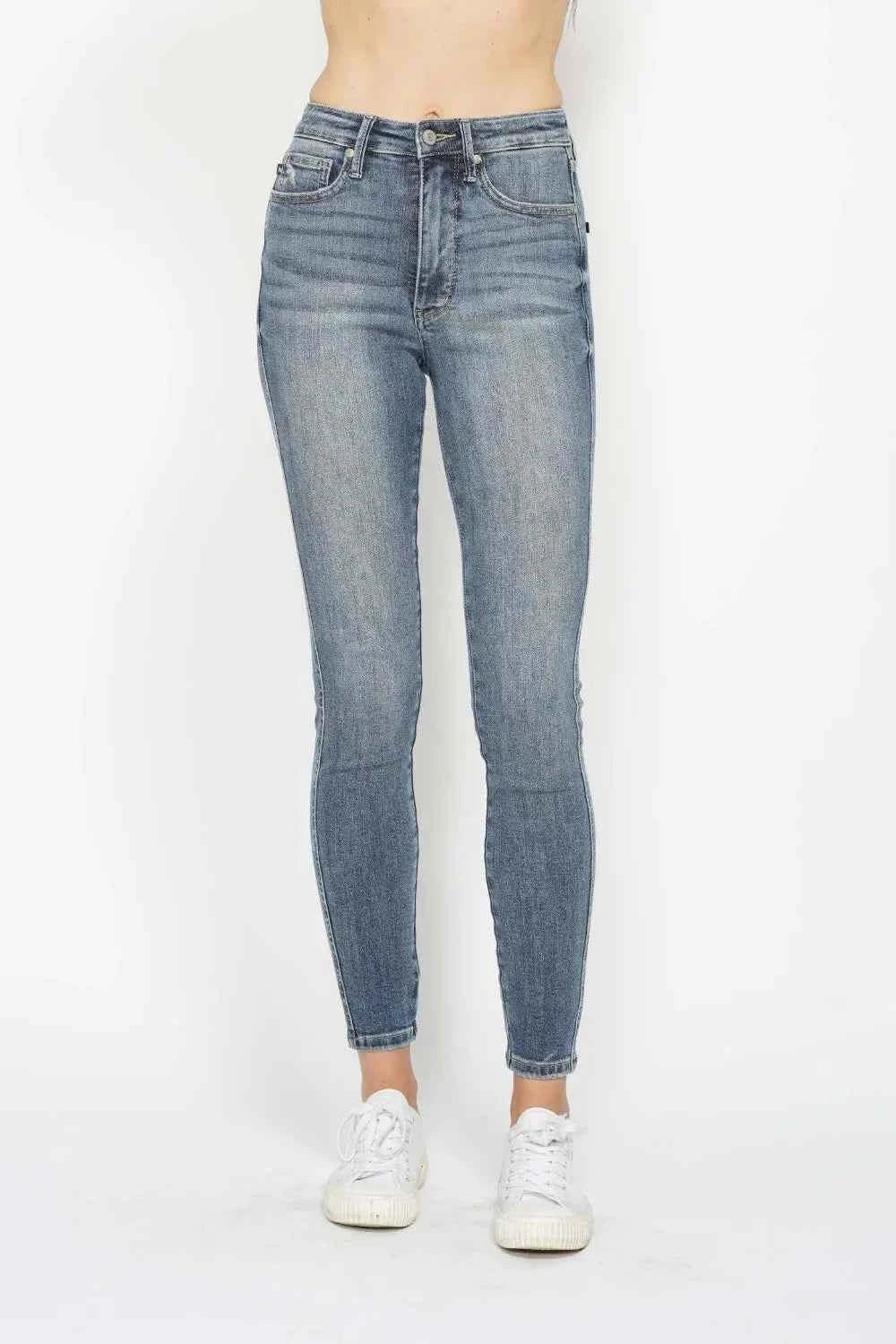 Tummy Control Contrast Wash Skinny Jeans