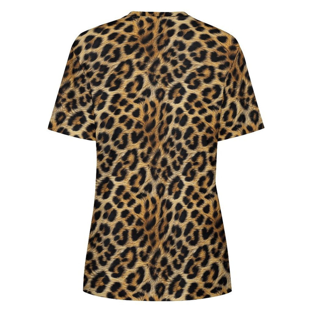 Baha Ranch Retro Pop Western Leopard Print Cotton T Shirt