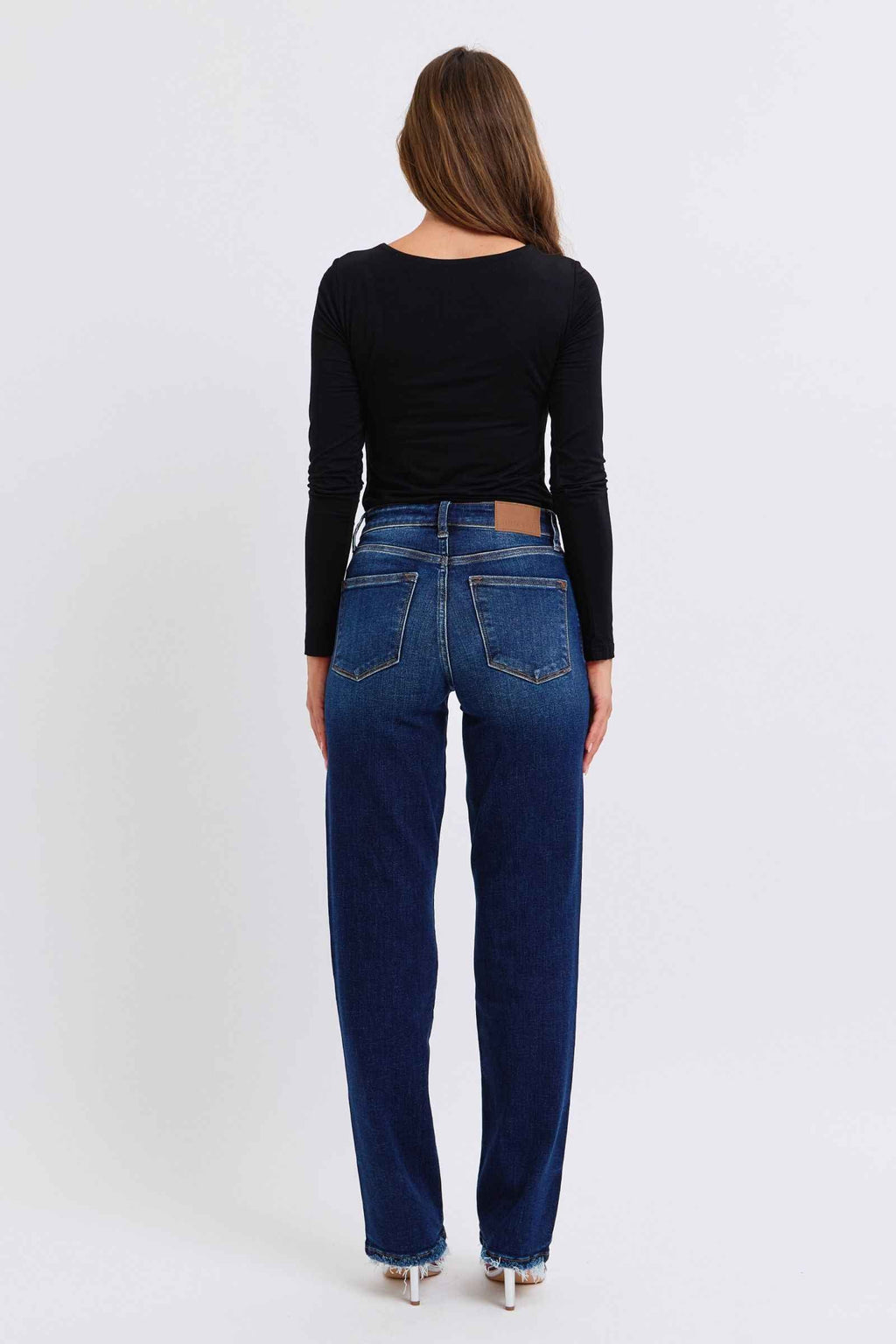 Judy Blue Straight Leg Jeans - Full Size Raw Hem Women's Jeans