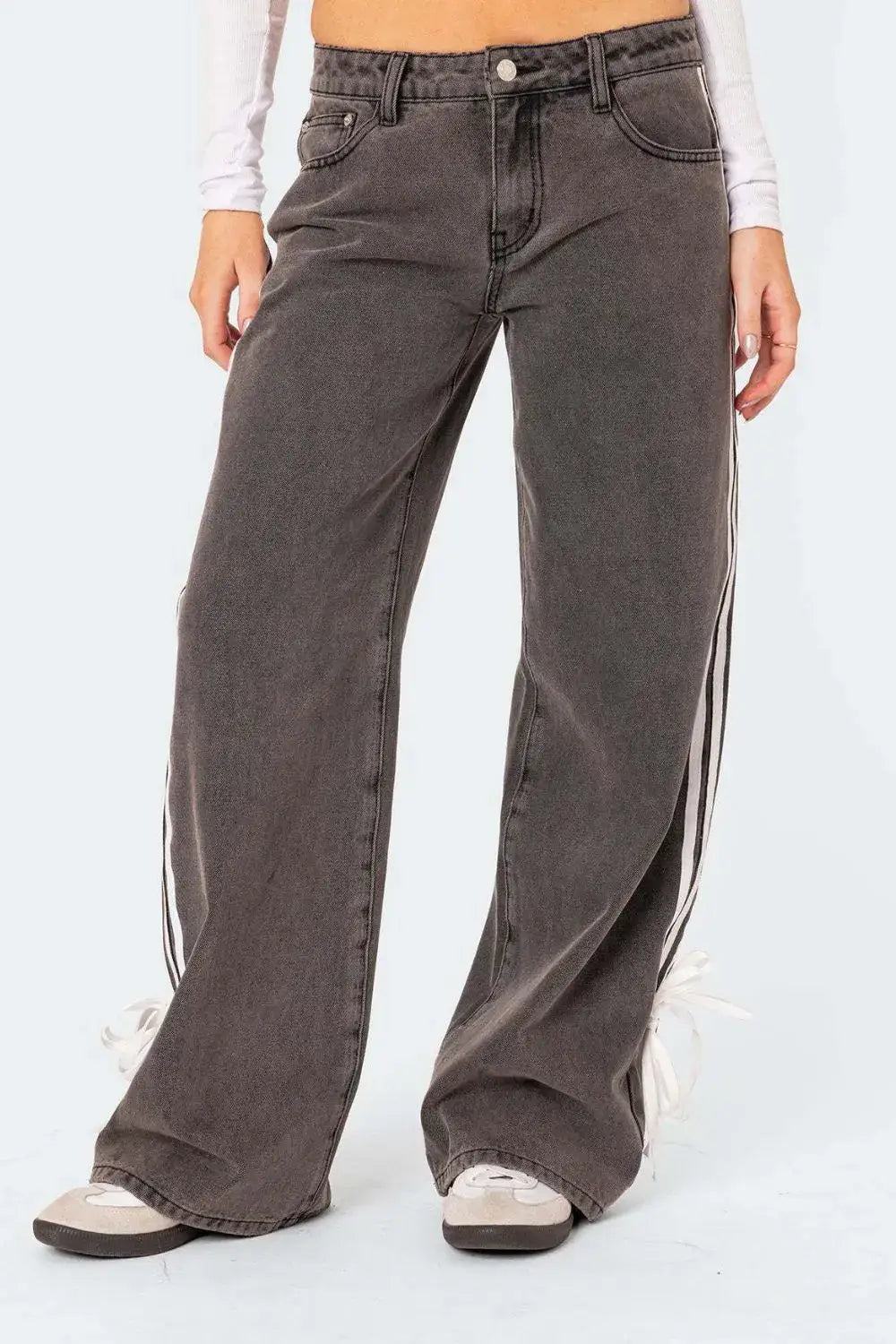 Side Striped Jeans for a Loose Fit Look