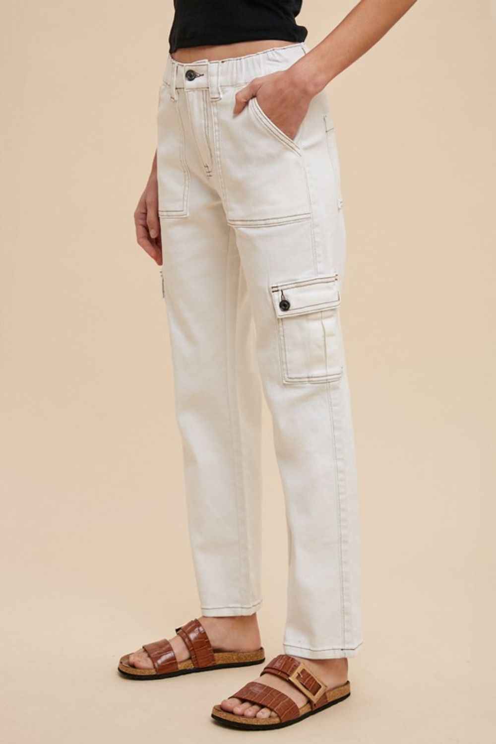 Annie Wear Women's Cargo Jeans - Straight Leg with Pockets
