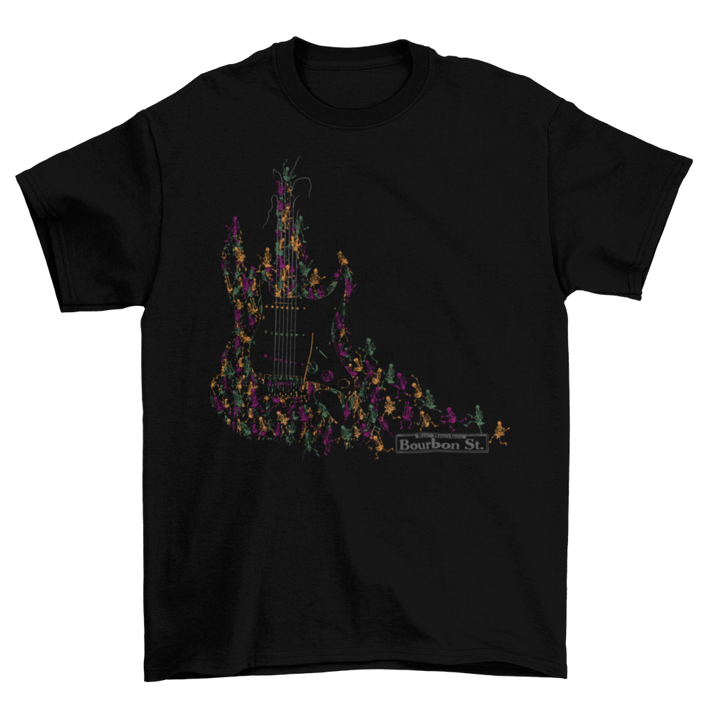 Bourbon St Skeleton Guitar T-Shirt