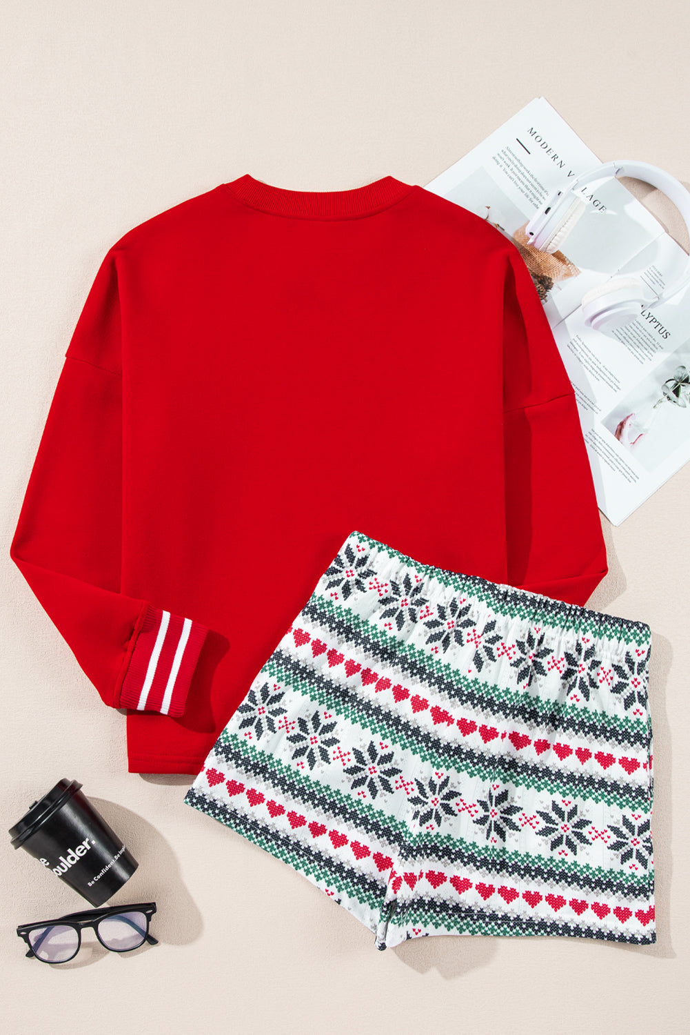 Christmas SLEIGH Top and  Snowflake Shorts Set