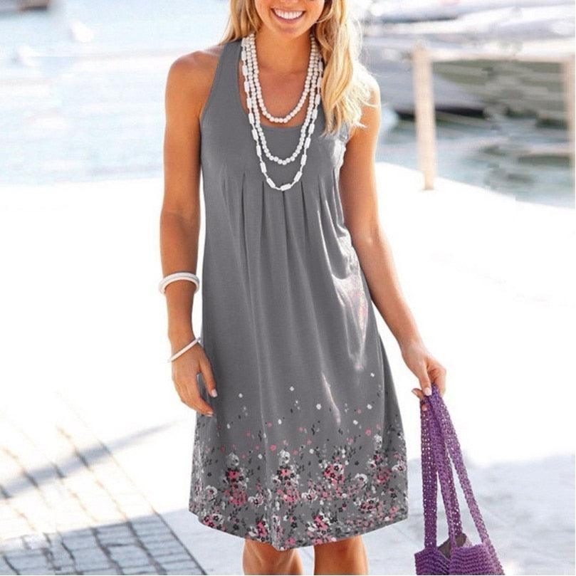 Coastal Cowgirl Boho Dress – Sleeveless Summer Dress with Floral Detail