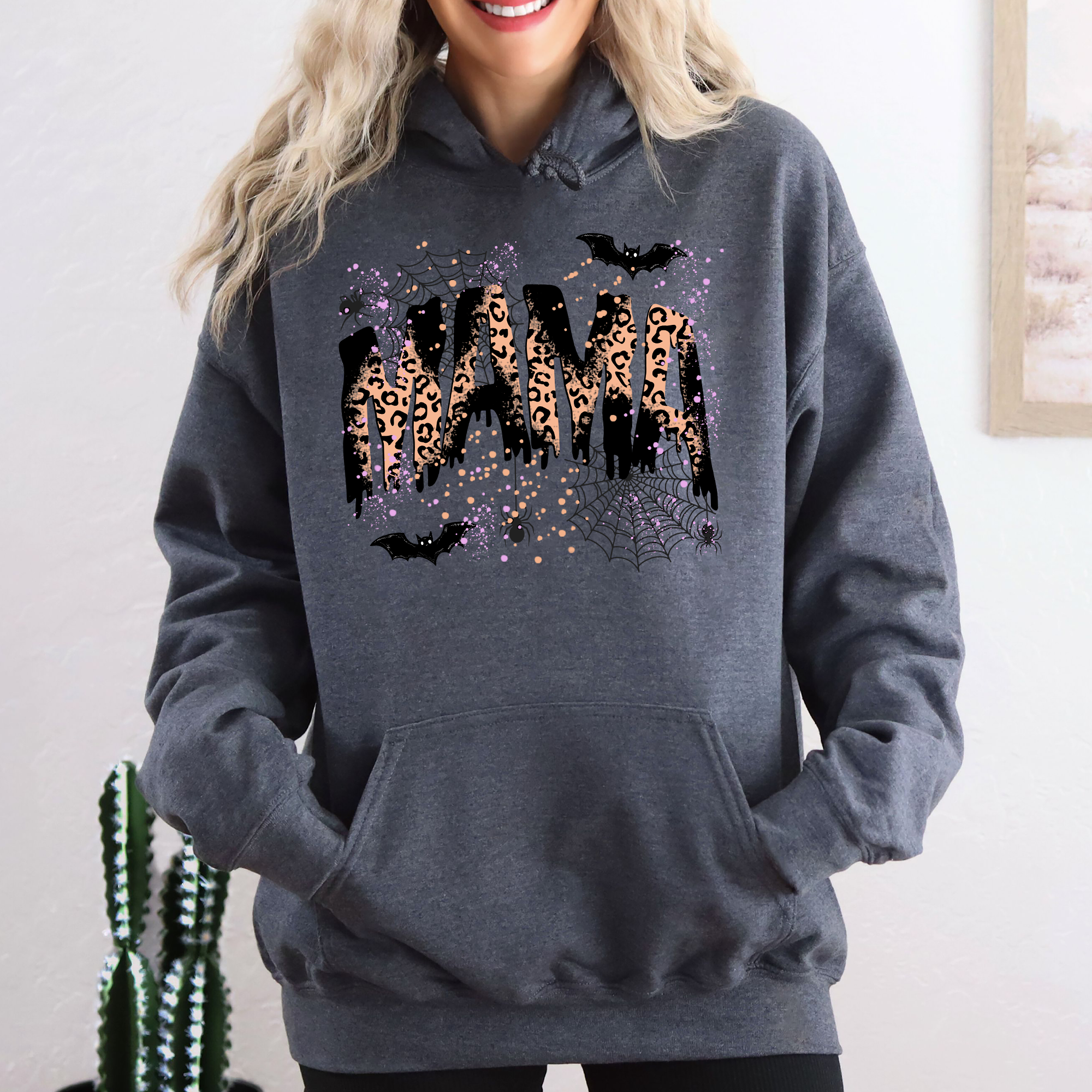 Halloween Mama, Mom, Mama Leopard Halloween, Spooky Season Boo, Graphic Hoodie, Hooded Sweatshirt