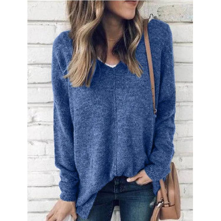 Chic V-Neck Light Fleece Pullover Top