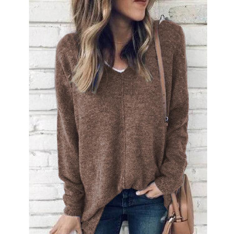 Chic V-Neck Light Fleece Pullover Top