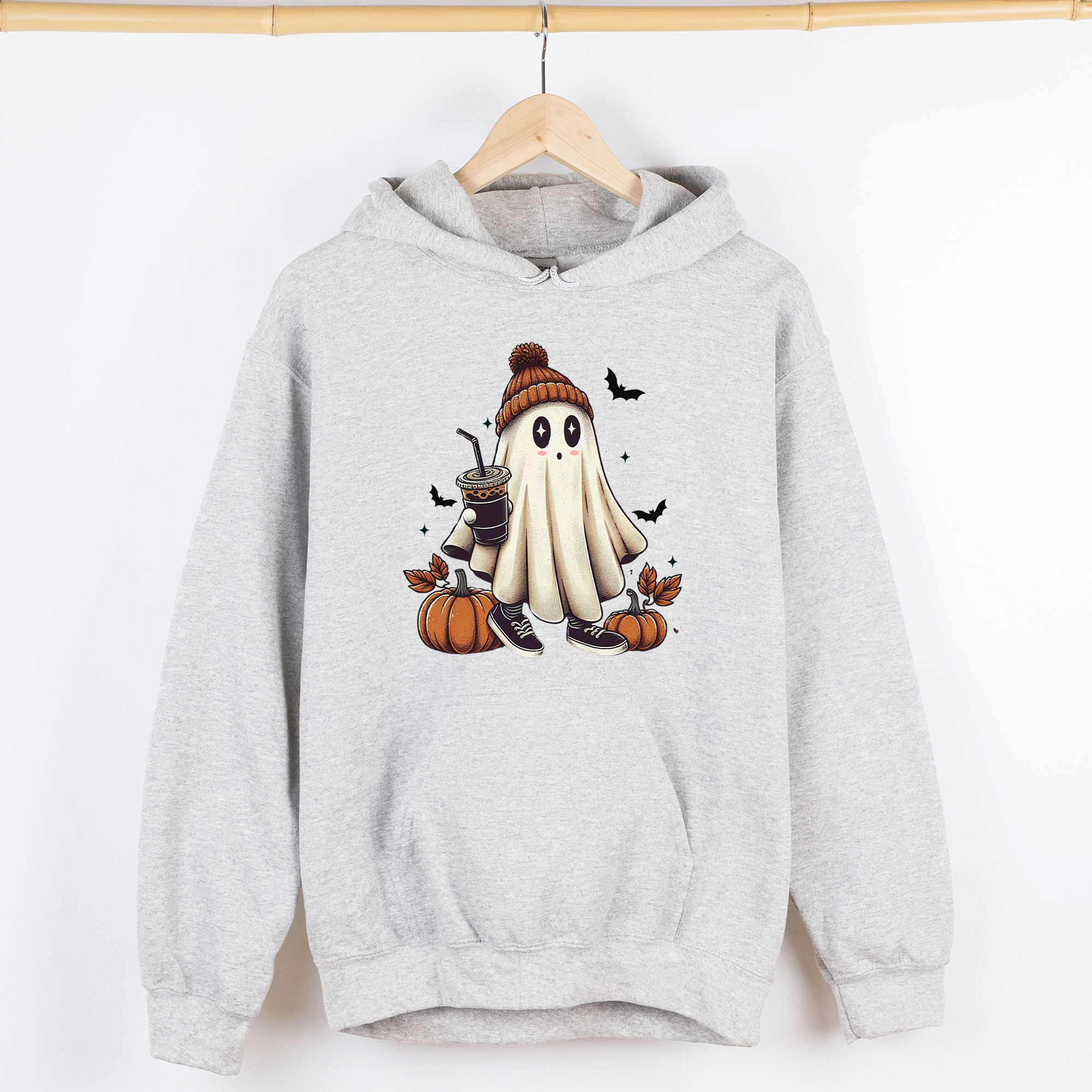 Coffee Lover, Ghost, Vintage, Western, Witch, Aesthetic, Meme, Halloween, Costume, Graphic Hoodie, Hooded Sweatshirt