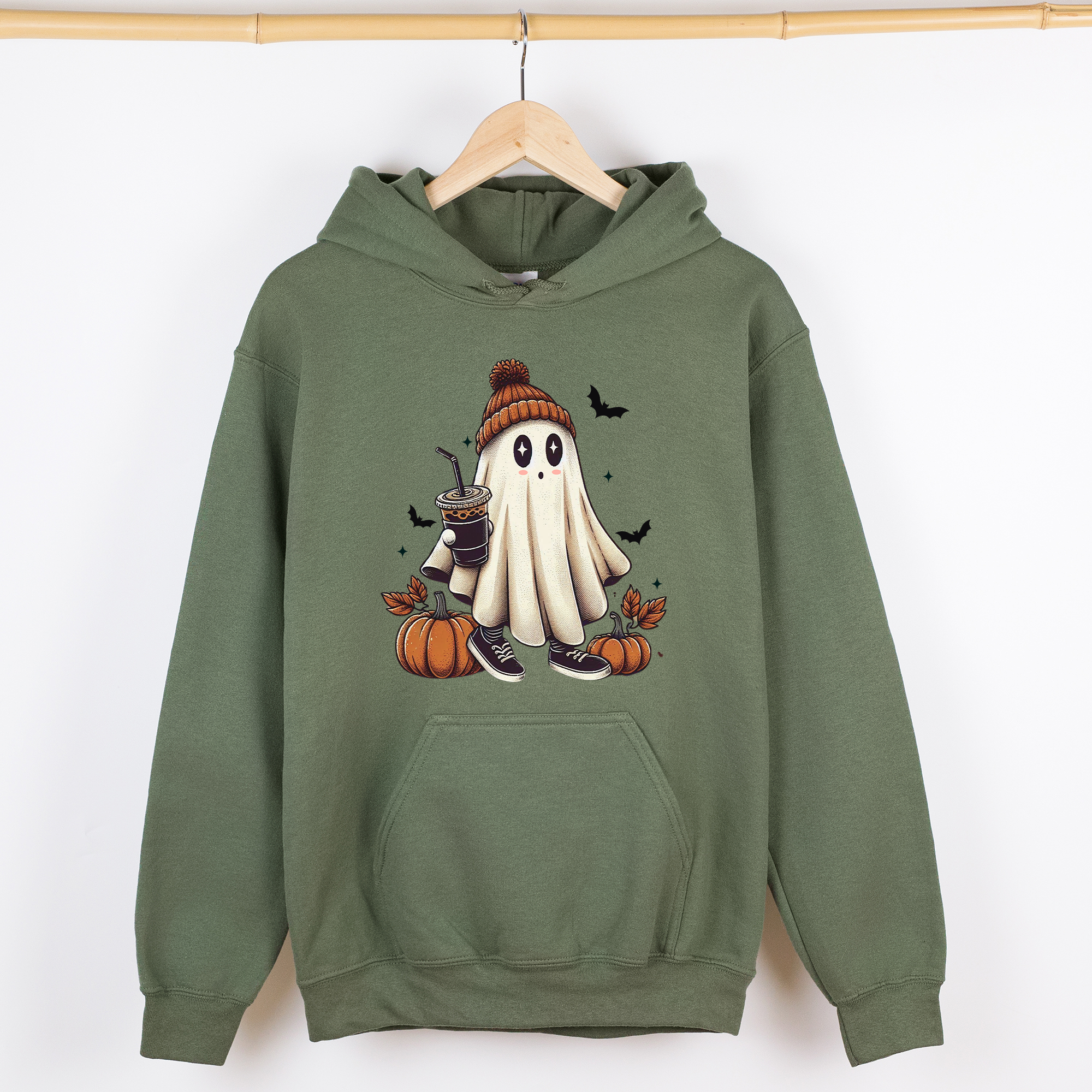 Coffee Lover, Ghost, Vintage, Western, Witch, Aesthetic, Meme, Halloween, Costume, Graphic Hoodie, Hooded Sweatshirt