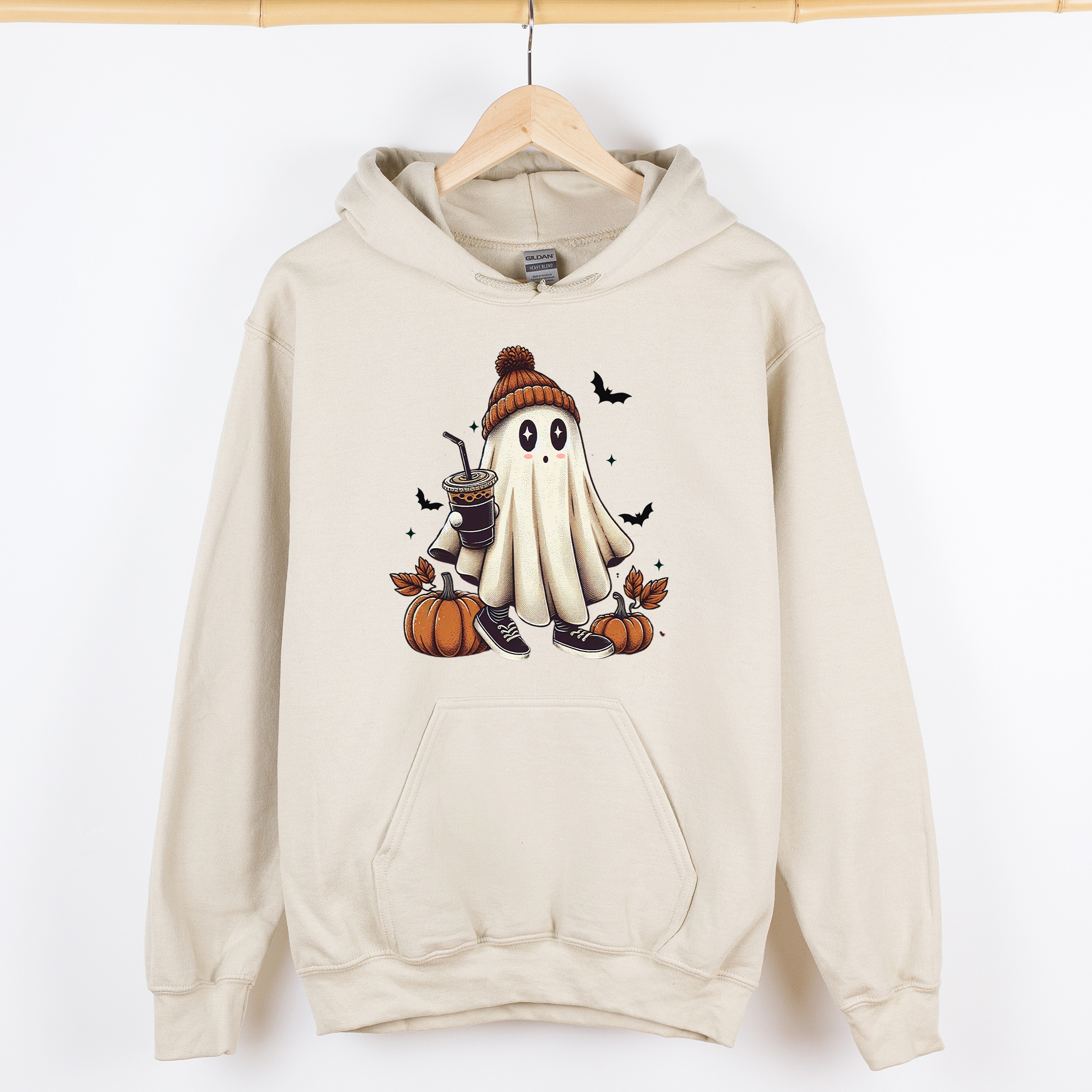 Coffee Lover, Ghost, Vintage, Western, Witch, Aesthetic, Meme, Halloween, Costume, Graphic Hoodie, Hooded Sweatshirt