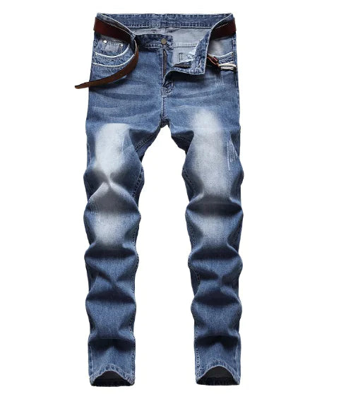 Light-Colored Ripped Jeans for Men - Slim Straight Leg