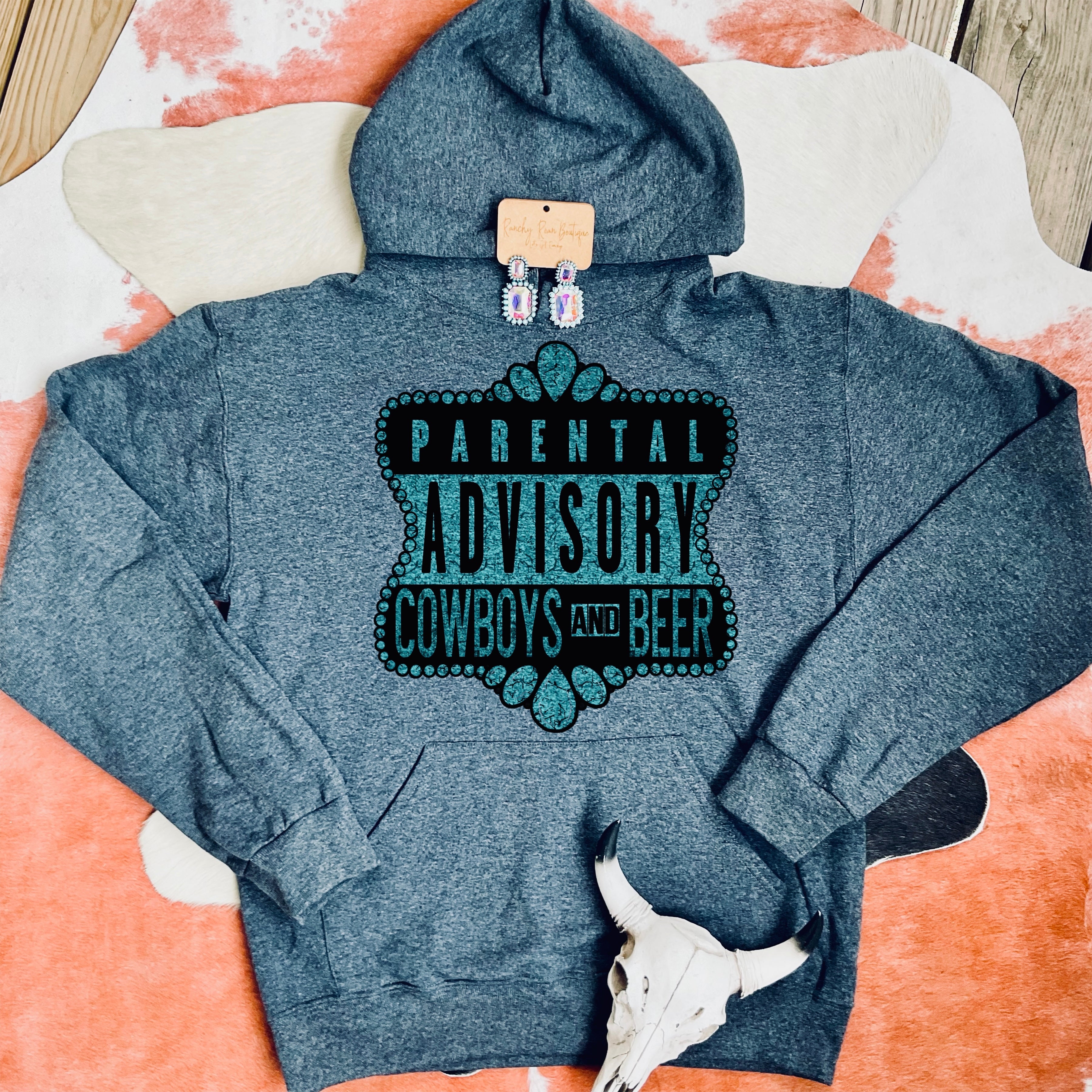 Parental Advisory Cowboys and Beer Western Hoodie