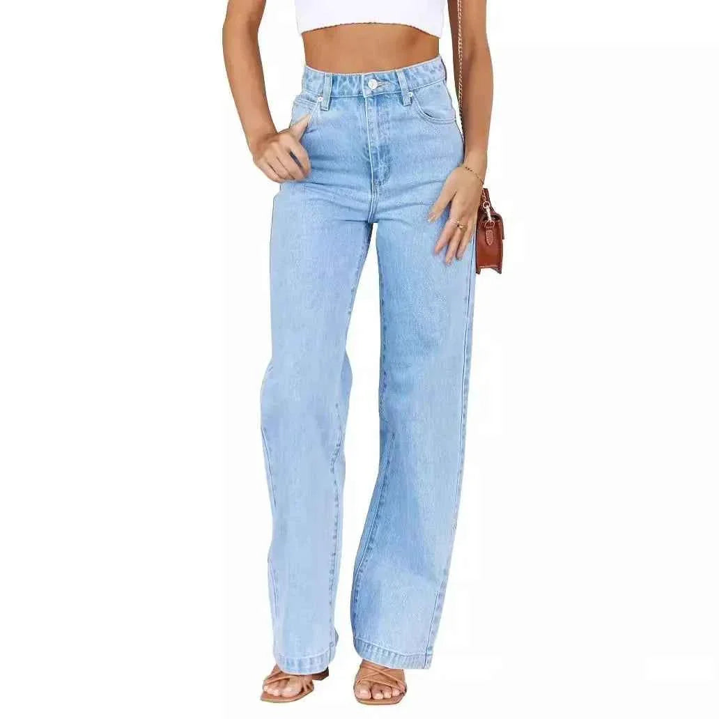 Women's High Waist Straight Leg Jeans Denim Loose Fit with Pockets Wide Leg Basics