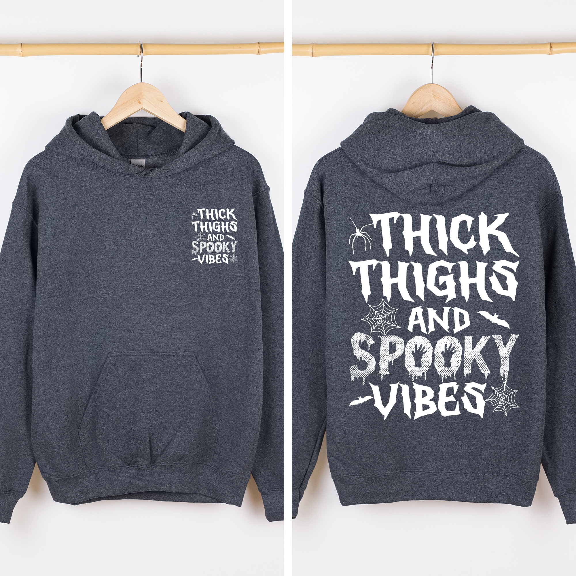 Thick Thighs Spooky Vibes, Front and Back, Halloween Hoodie, Fall Hoodie, Halloween Shirt, Spooky Season, Graphic Hoodie, Hooded Sweatshirt