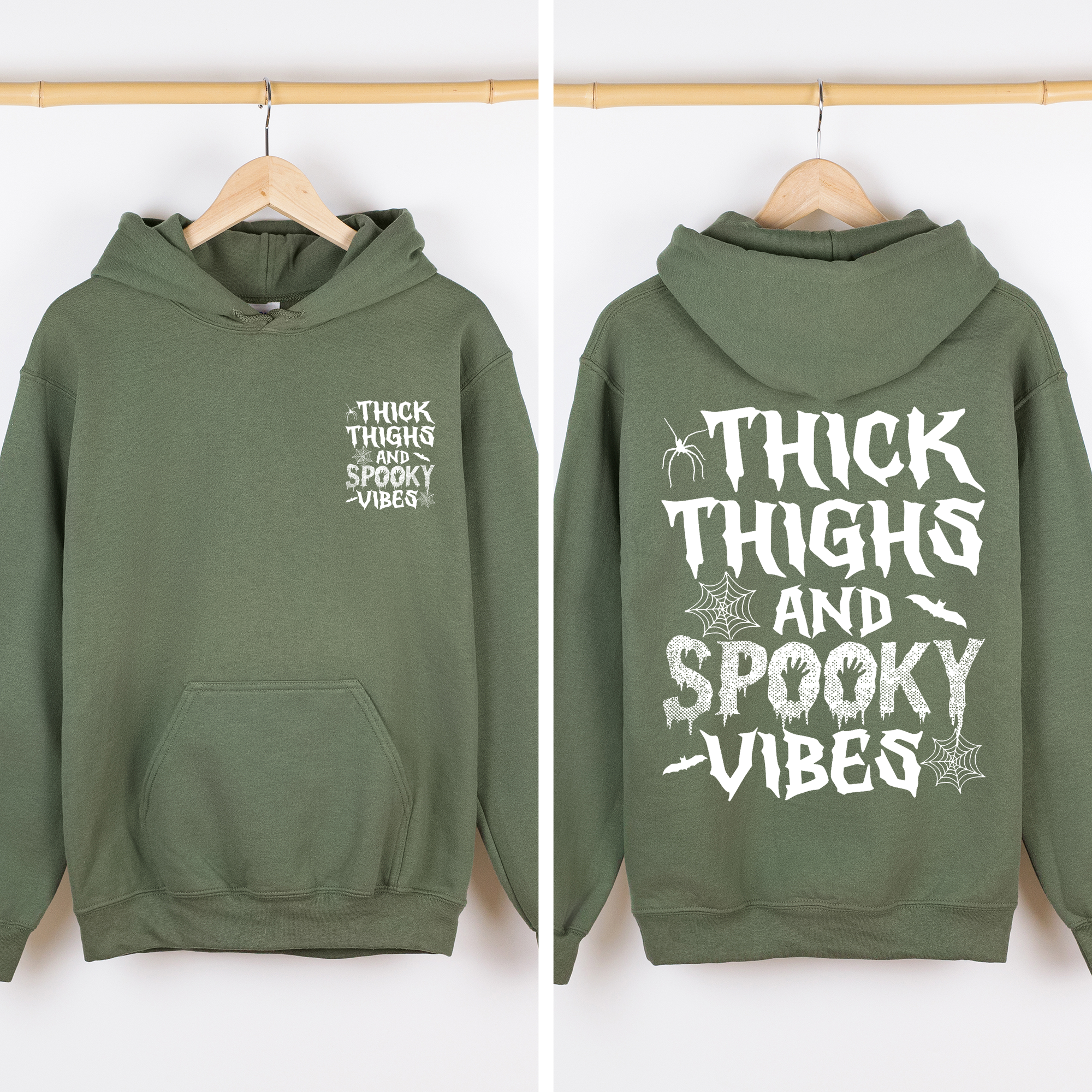 Thick Thighs Spooky Vibes, Front and Back, Halloween Hoodie, Fall Hoodie, Halloween Shirt, Spooky Season, Graphic Hoodie, Hooded Sweatshirt