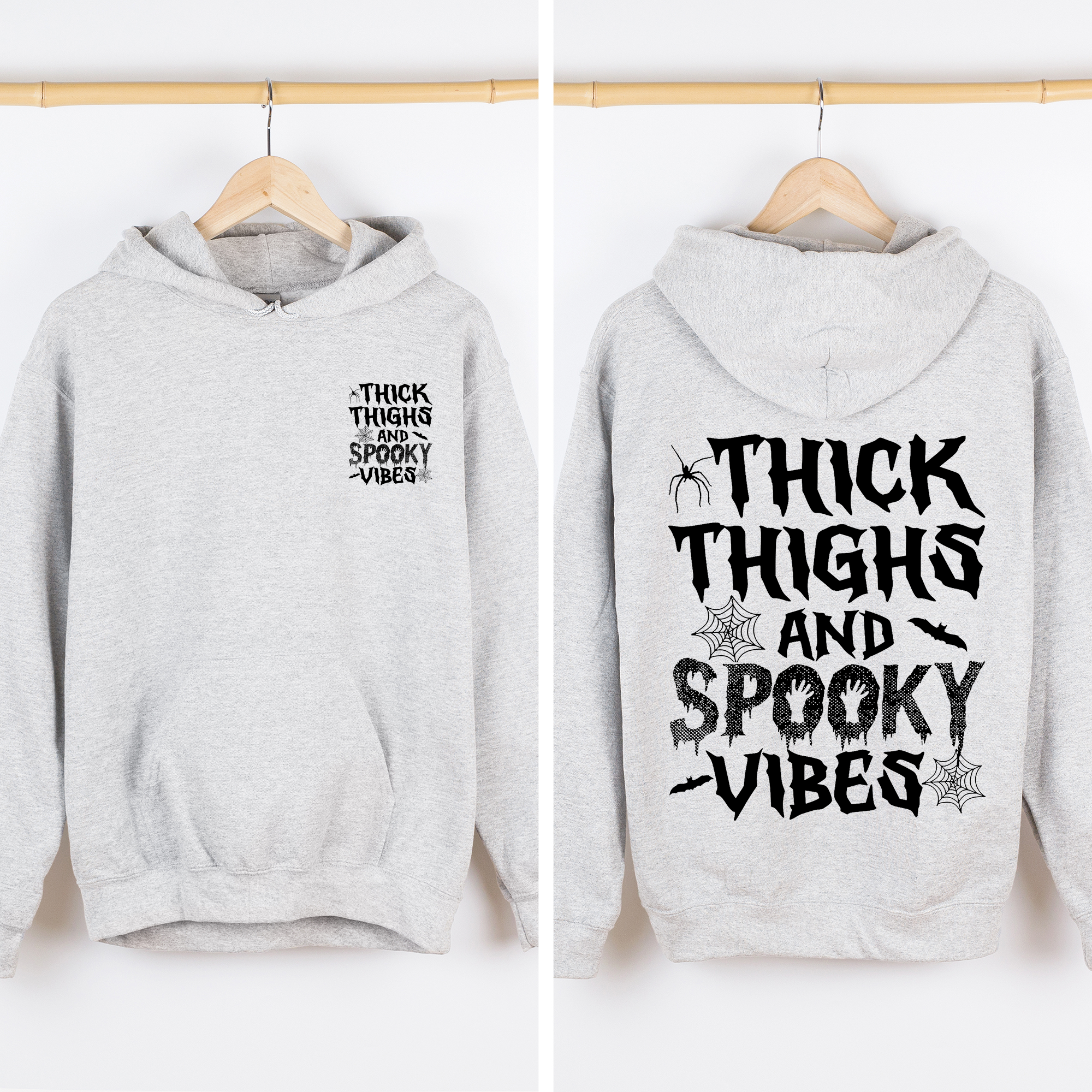 Thick Thighs Spooky Vibes, Front and Back, Halloween Hoodie, Fall Hoodie, Halloween Shirt, Spooky Season, Graphic Hoodie, Hooded Sweatshirt