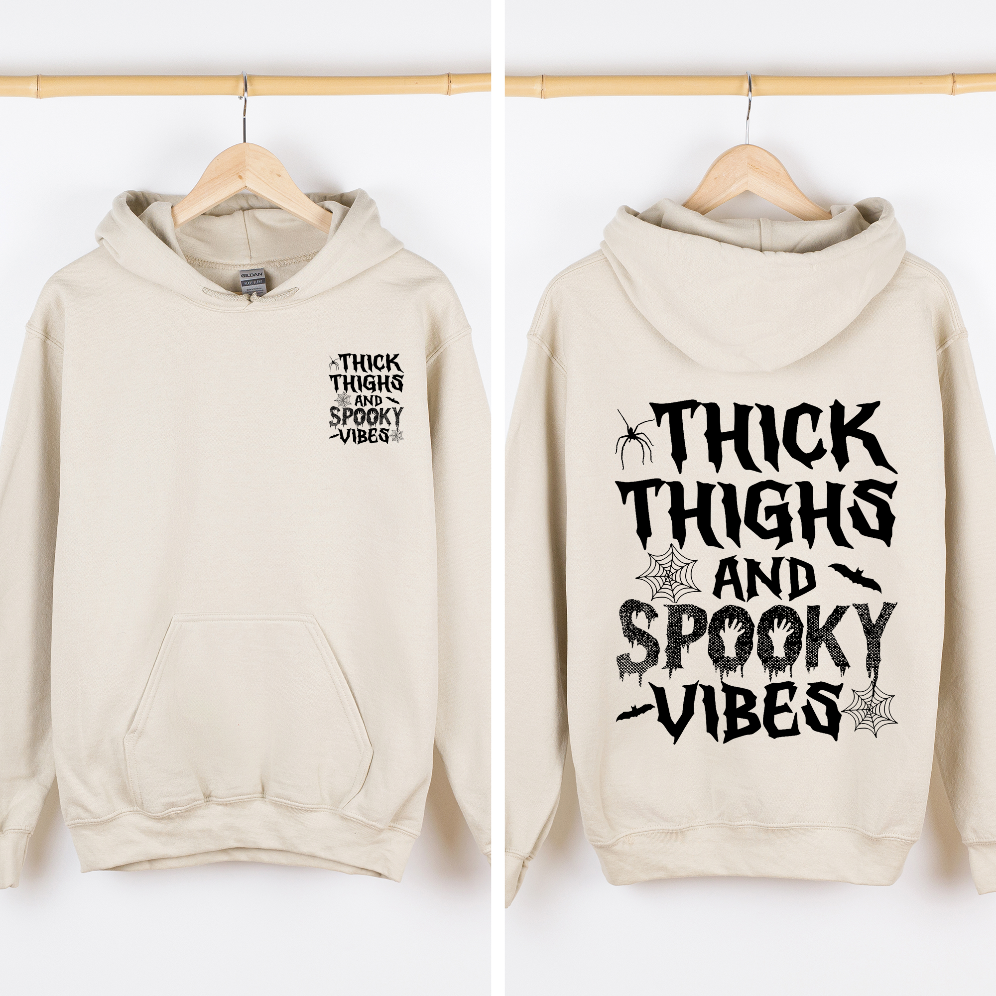 Thick Thighs Spooky Vibes, Front and Back, Halloween Hoodie, Fall Hoodie, Halloween Shirt, Spooky Season, Graphic Hoodie, Hooded Sweatshirt