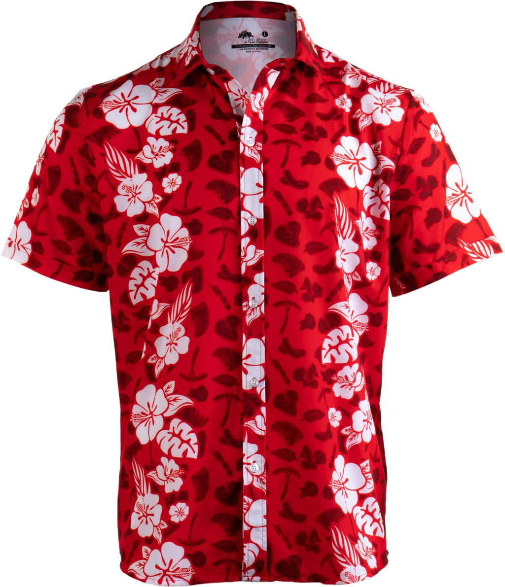 Ann Arbor T-shirt Co. Meats in The Sun | Funny BBQ Grilling Hawaiian Button Down Polo Party Shirt Men-(CollarXL)