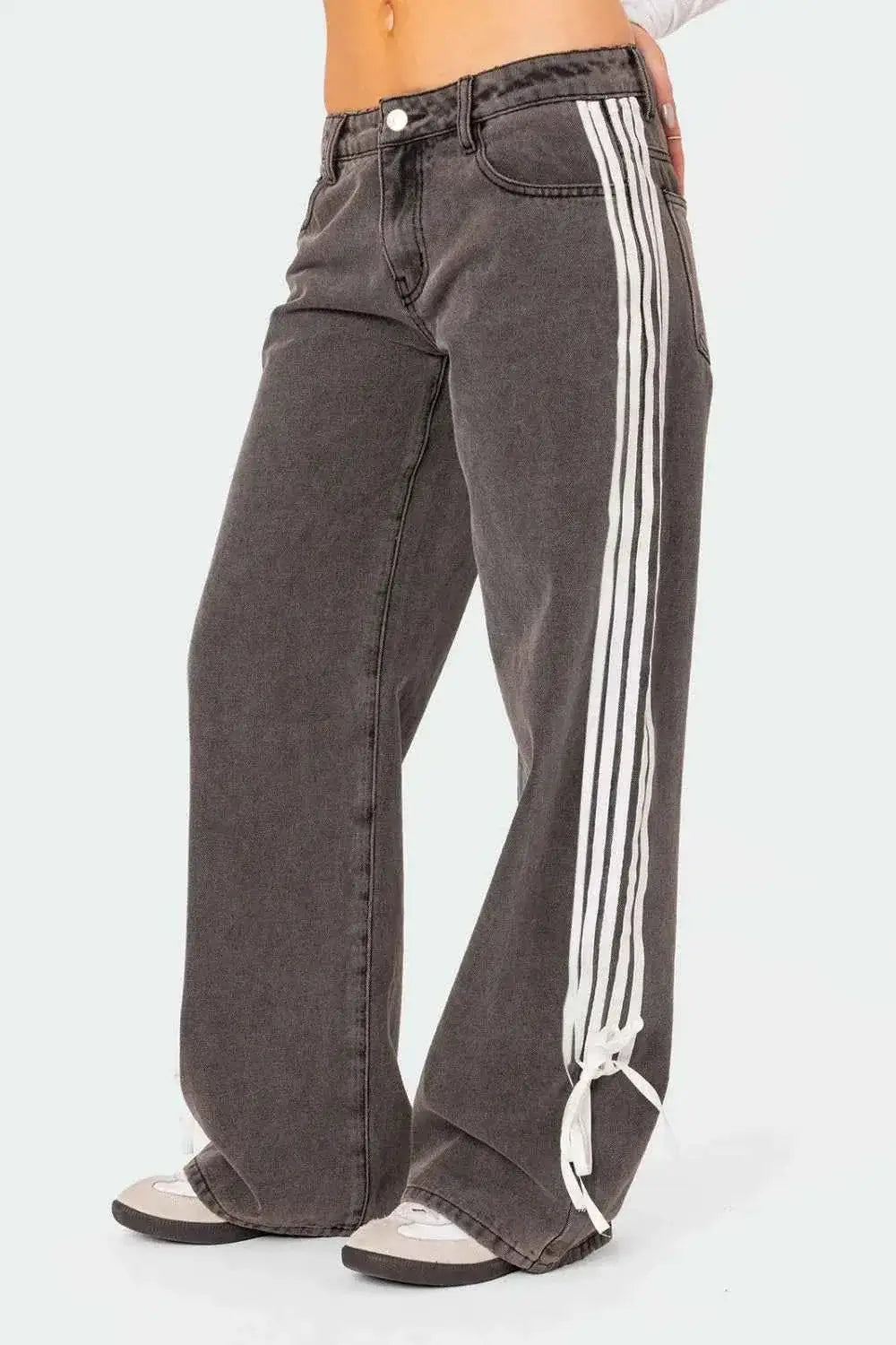 Side Striped Jeans for a Loose Fit Look