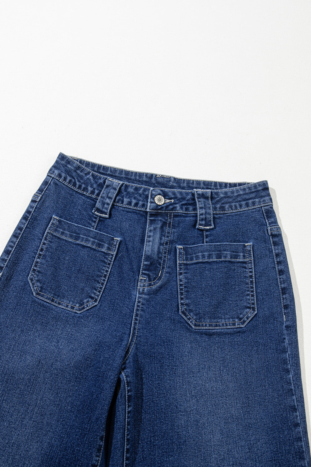 Sail Blue Wide Leg Pocketed High Waist Women's Jeans