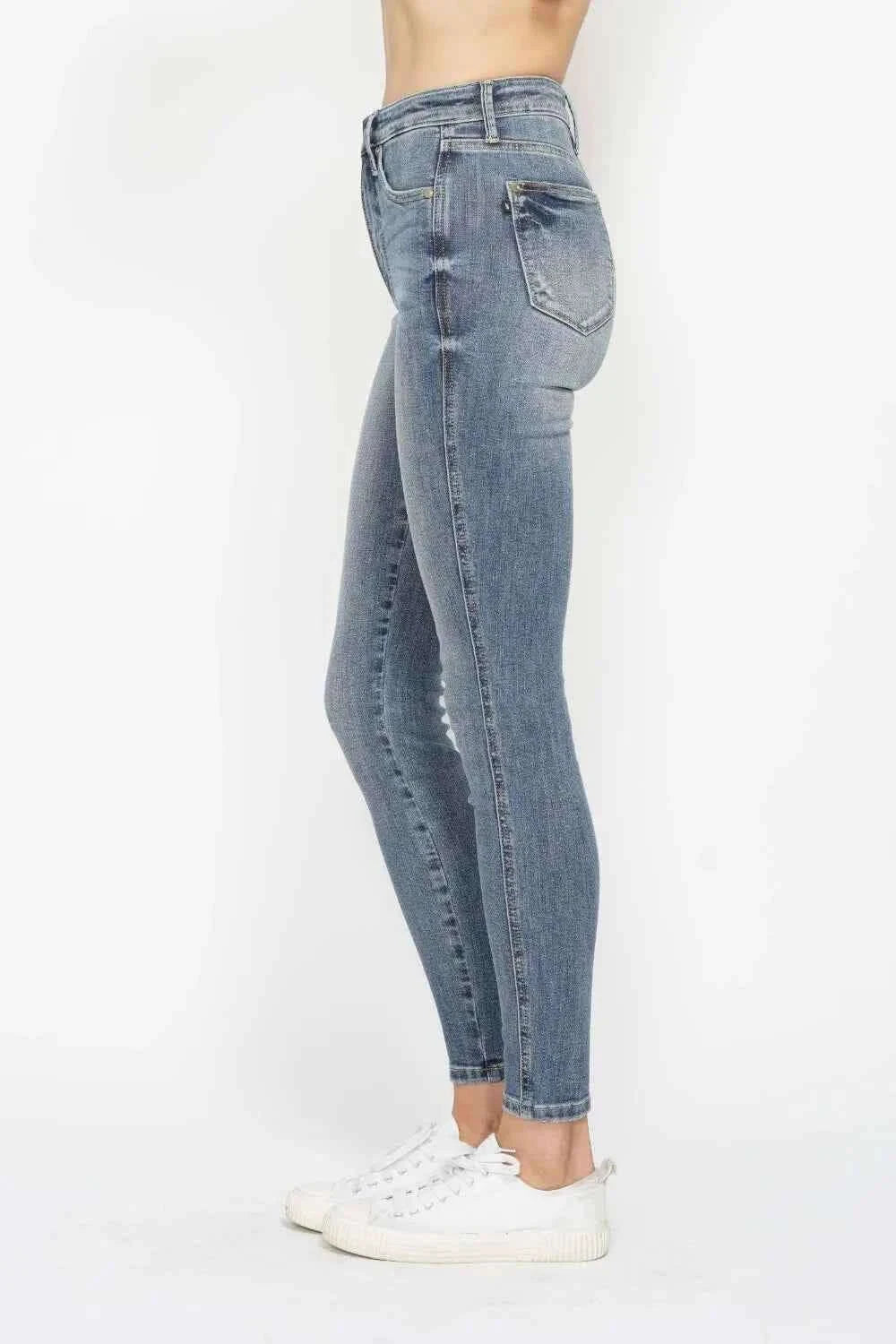 Tummy Control Contrast Wash Skinny Jeans