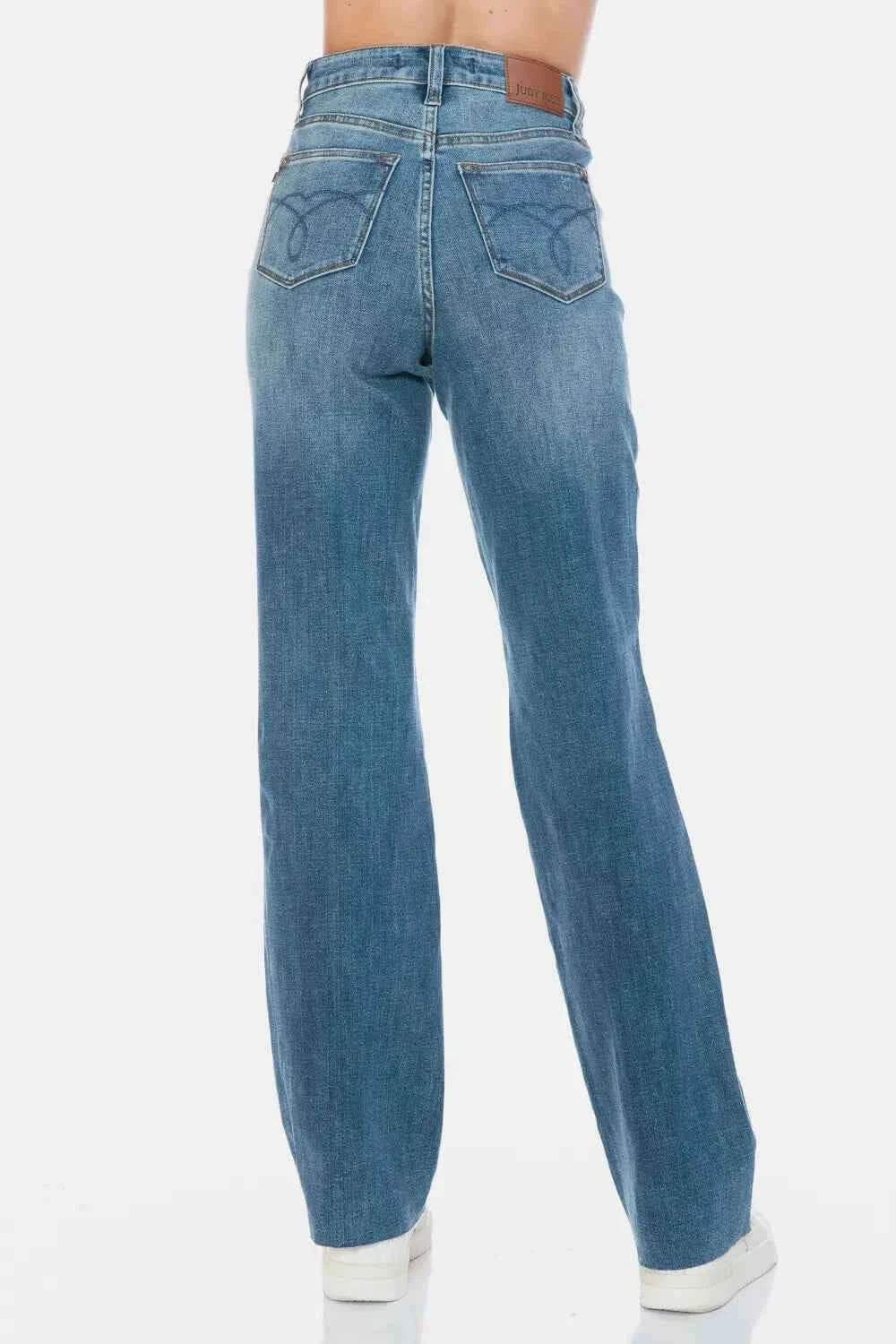Tummy Control High Waisted Jeans - Cut Raw Hem Straight Jeans