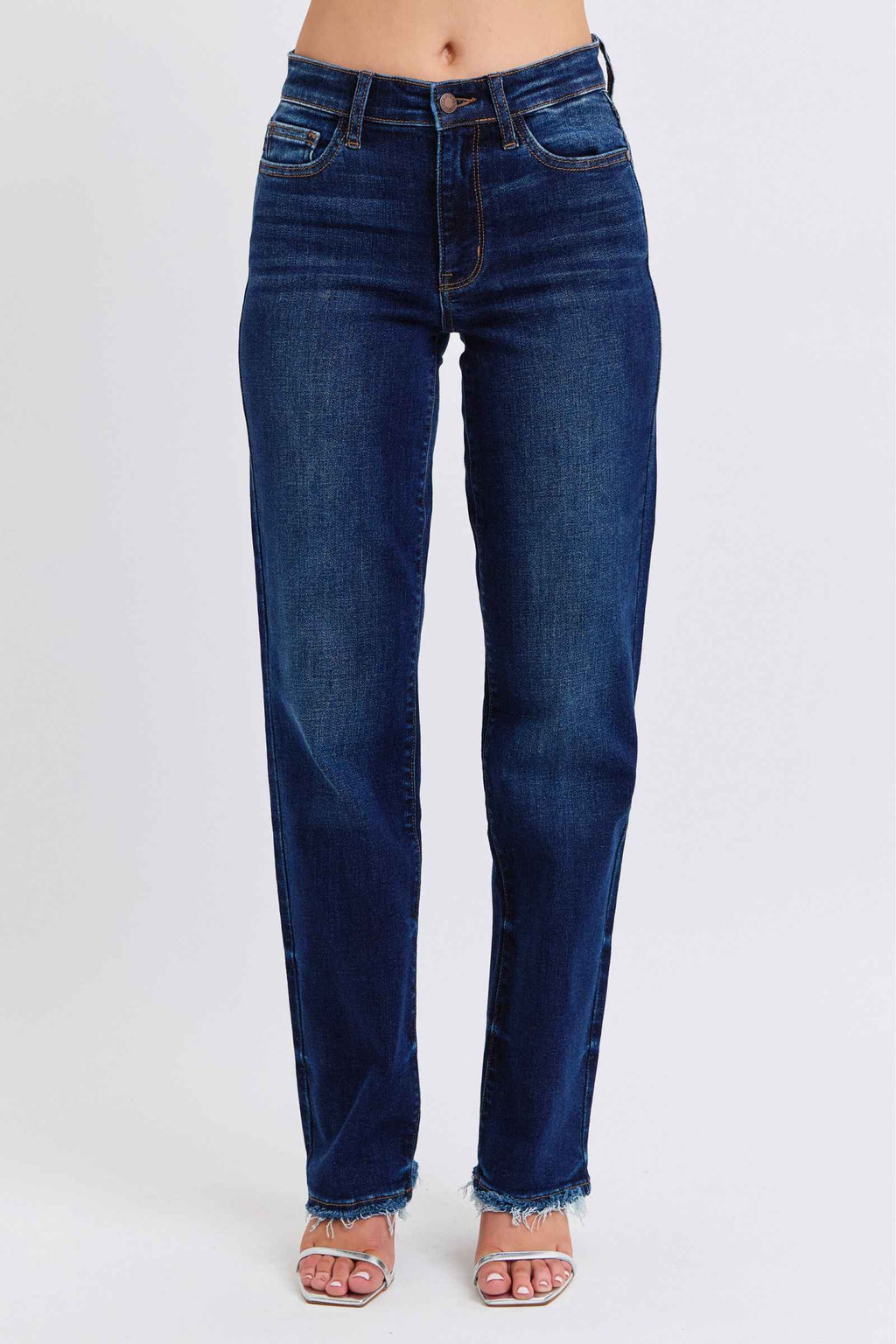 Judy Blue Straight Leg Jeans - Full Size Raw Hem Women's Jeans