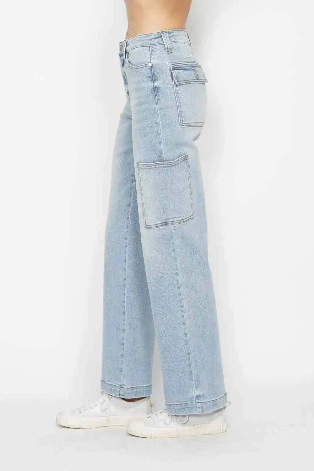 High Waist Straight Cargo Jeans