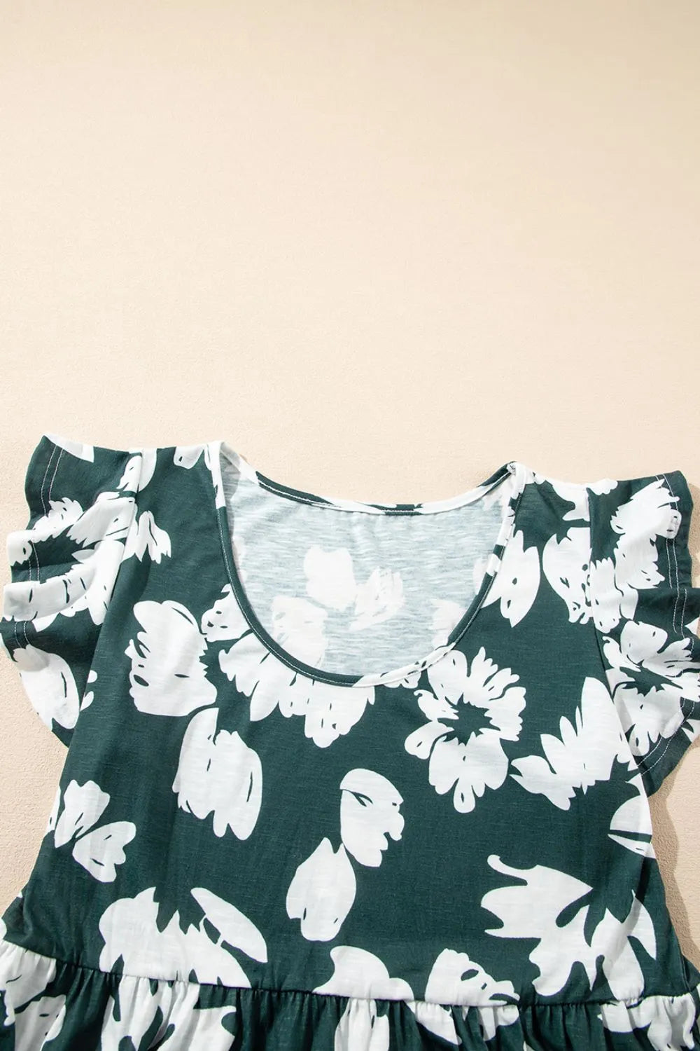 Floral Print Ruffle Sleeve Empire Waist Mini Dress