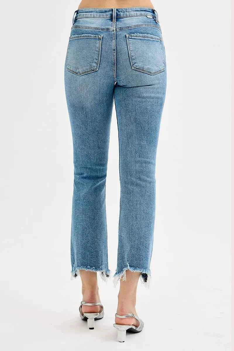 RISEN Full Size High Rise Crop Straight Slim Women's Jeans Plus Size