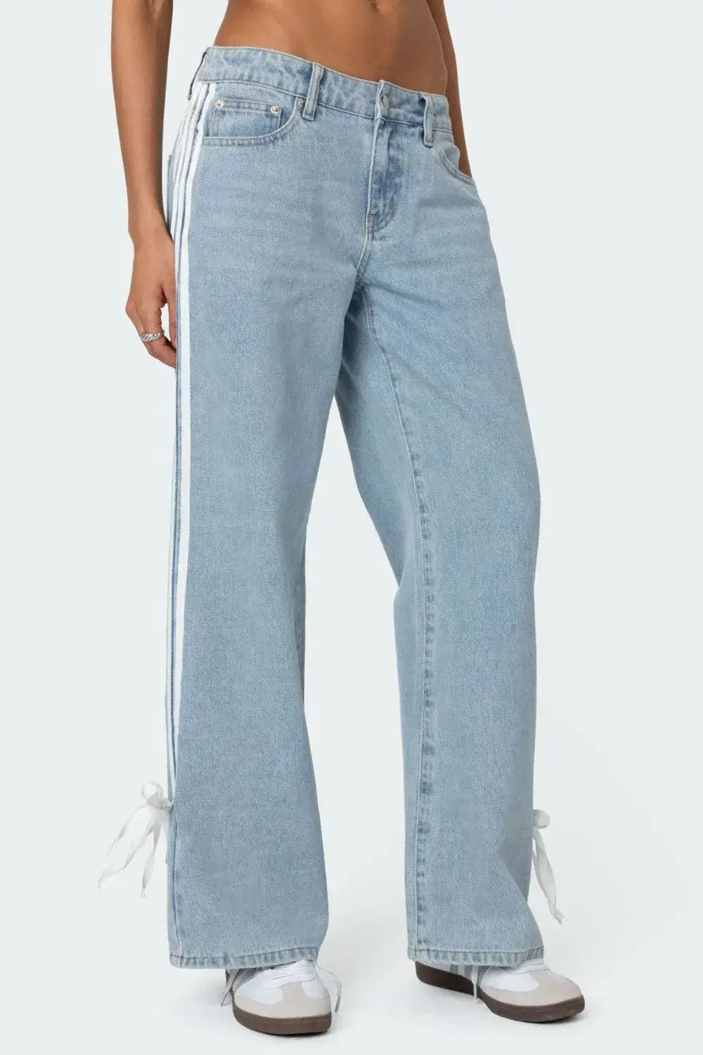 Side Striped Jeans for a Loose Fit Look
